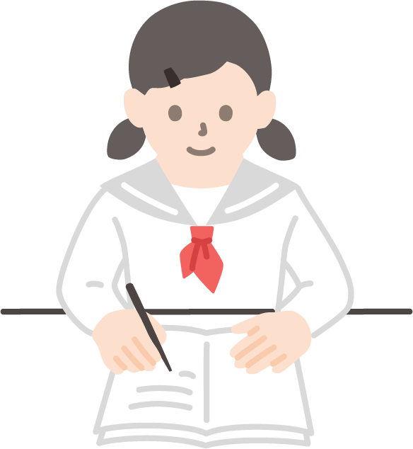 勉強する中学生の女の子